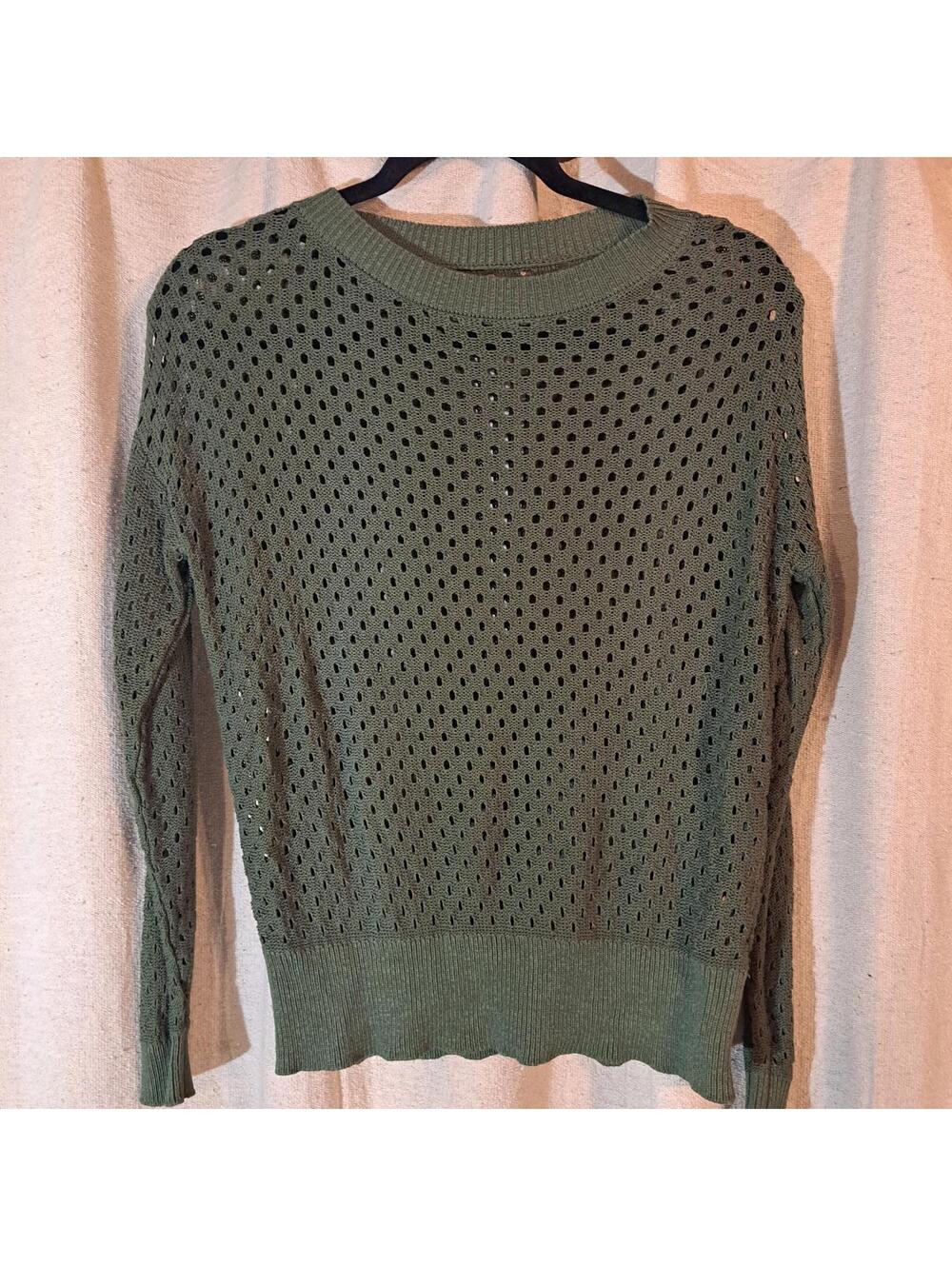 Lightweight Olive Green Open Knit Sweater
